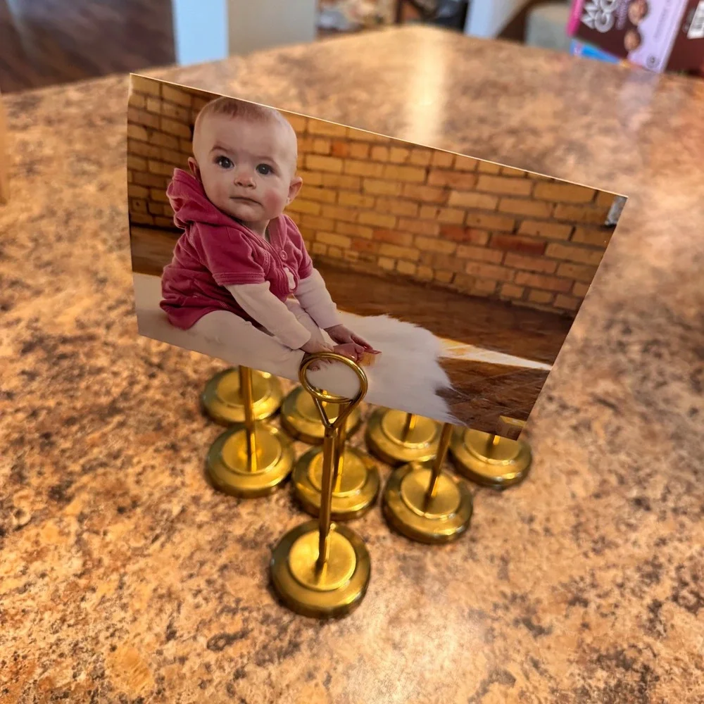 Gold Metal Table Number Holders (Set of 8) Place Card Photo Stands Wedding Decor
